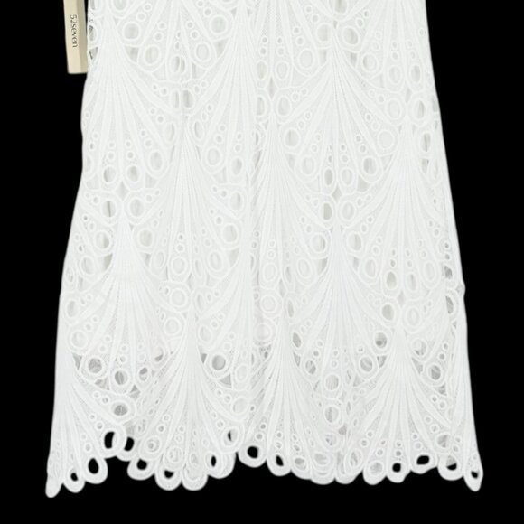 52seven Women's Pullover Full Lined Short Sleeve White Lace Shift Dress Sz 8 NWT - Picture 13 of 13